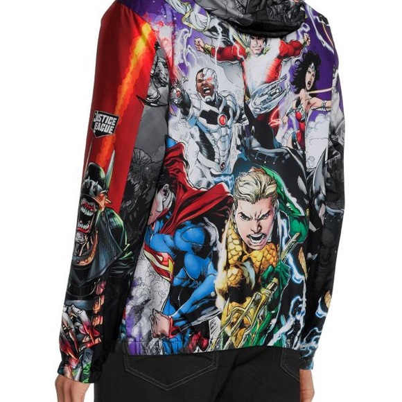 DC Justice League Tango Hotel hooded 'Villians & Heroes' Windbreaker Jacket - Picture 10 of 15